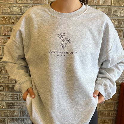 CONSIDER THE LILIES CREWNECK